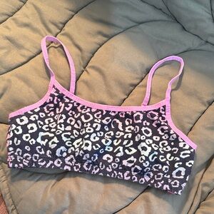 The Children's Place Black Leopard Print Bralette with Pink Trim